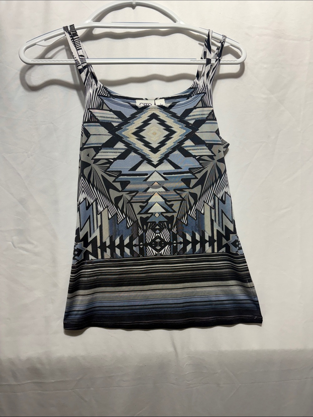 Chico's Blue, White & Black Geometric-Print Tank